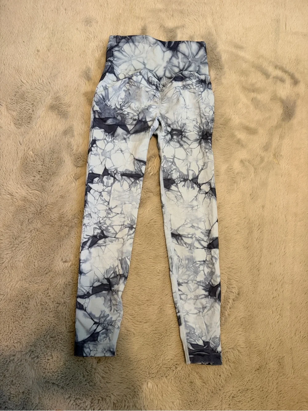 Tie-Dye High-Waist Active Leggings - Dark & light blue